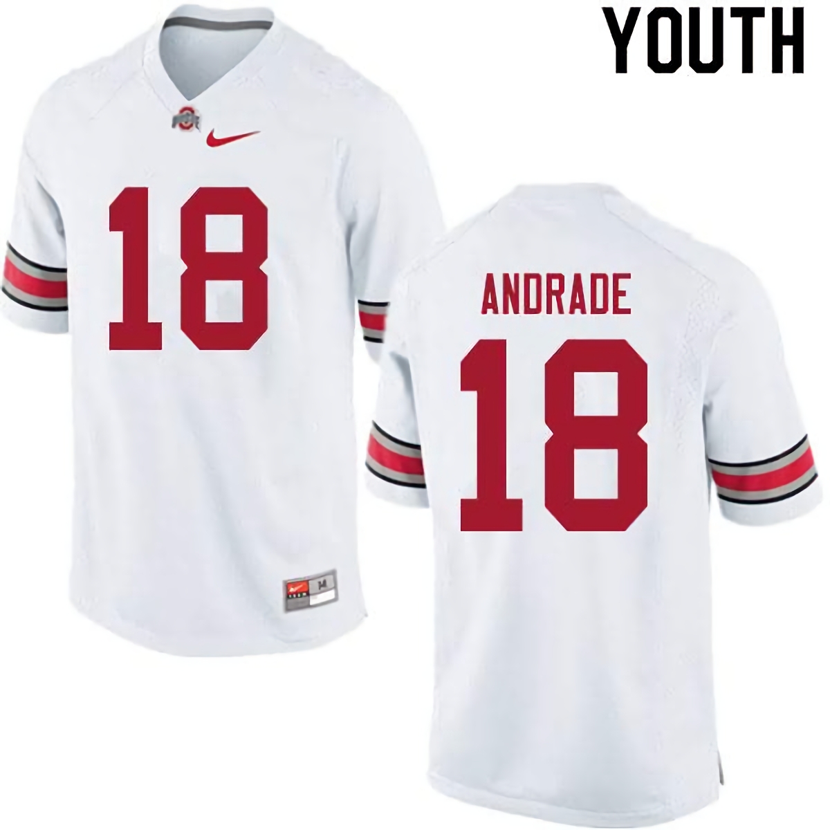 J.P. Andrade Ohio State Buckeyes Youth NCAA #18 Nike White College Stitched Football Jersey BZT5156DV